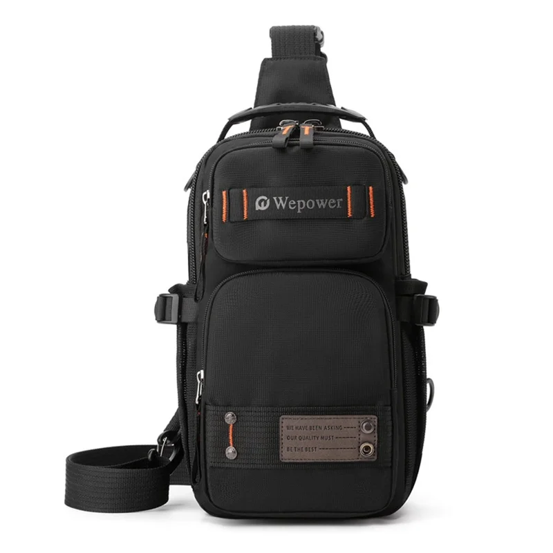 WEPOWER 8105 Herren Brusttasche Multifunktionale Umwandelbare Nylon-Rucksack Umhängetasche - Schwarz