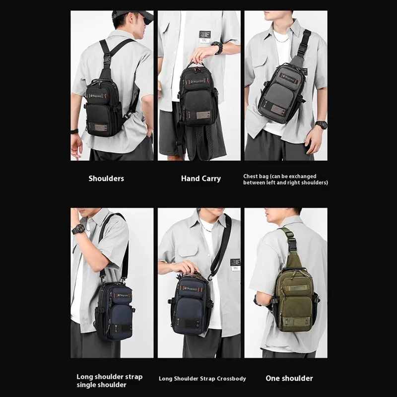WEPOWER 8105 Herren Brusttasche Multifunktionale Umwandelbare Nylon-Rucksack Umhängetasche - Schwarz