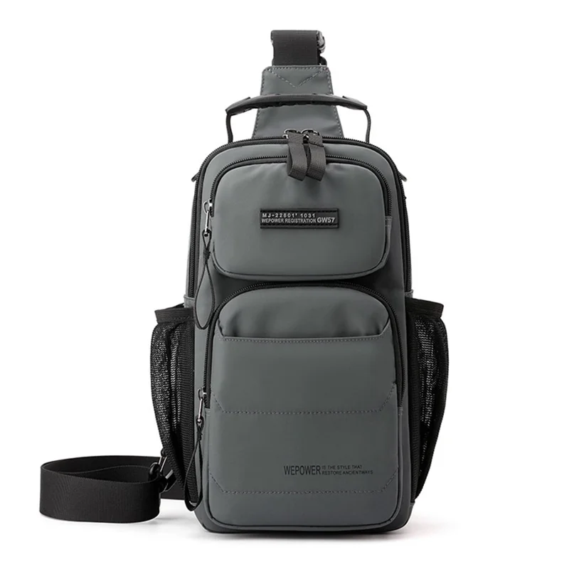 WEPOWER 999-15 Herren Brusttasche Lässige Pendler-Nylon-Umhängetasche Rucksack - Grau