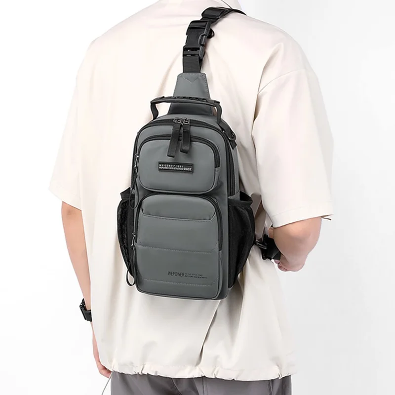 WEPOWER 999-15 Herren Brusttasche Lässige Pendler-Nylon-Umhängetasche Rucksack - Grau