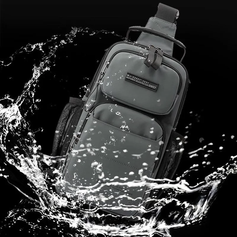 WEPOWER 999-15 Herren Brusttasche Lässige Pendler-Nylon-Umhängetasche Rucksack - Grau