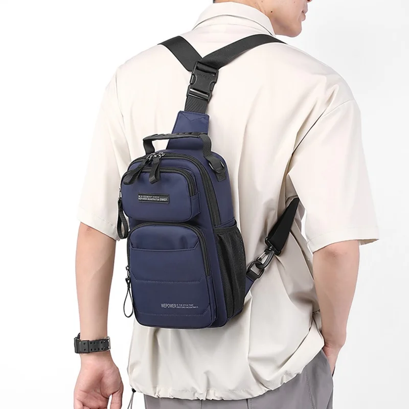 WEPOWER 999-15 Men Chest Bag Casual Commuting Nylon Crossbody Sling Pack Backpack - Dark Blue
