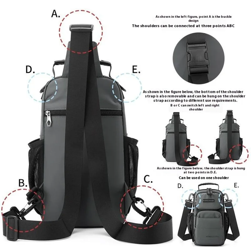 WEPOWER 999-15 Men Chest Bag Casual Commuting Nylon Crossbody Sling Pack Backpack - Dark Blue