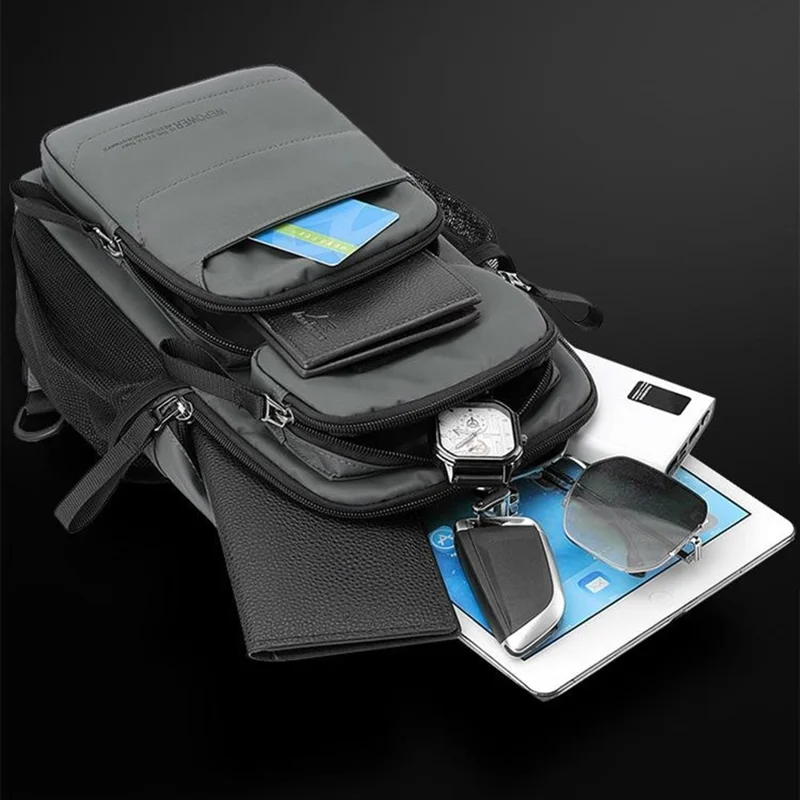 WEPOWER 999-15 Men Chest Bag Casual Commuting Nylon Crossbody Sling Pack Backpack - Dark Blue