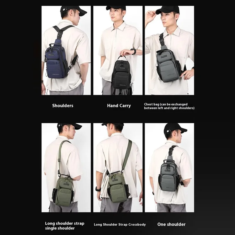 WEPOWER 999-15 Men Chest Bag Casual Commuting Nylon Crossbody Sling Pack Backpack - Dark Blue