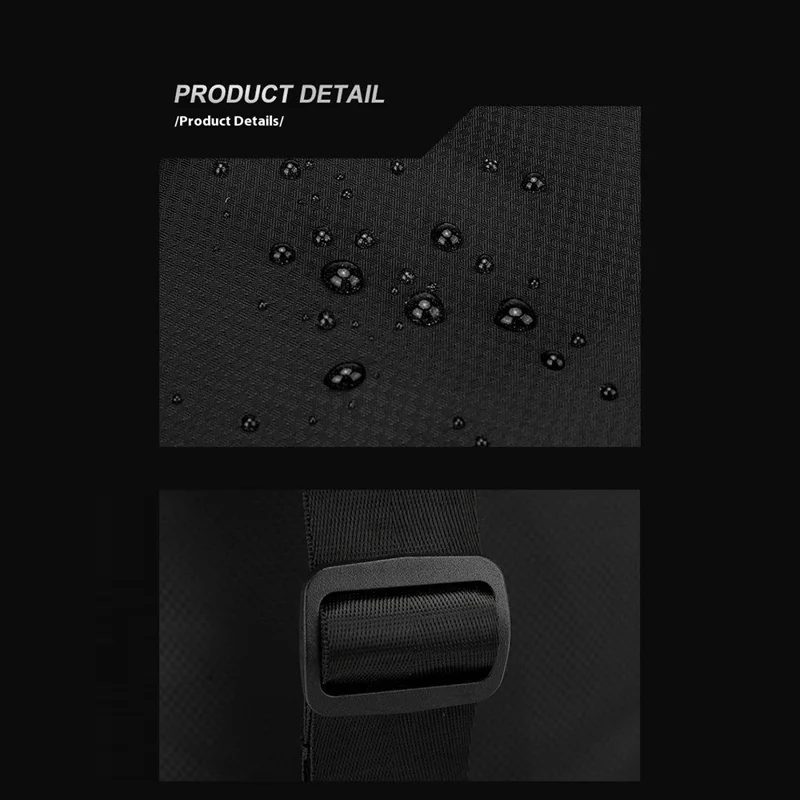 HAOSHUAI 1700-01 Modische Herren-Brustpackung Wasserdichter Nylon-Umhängetasche für iPad 9,7 Zoll - Schwarz