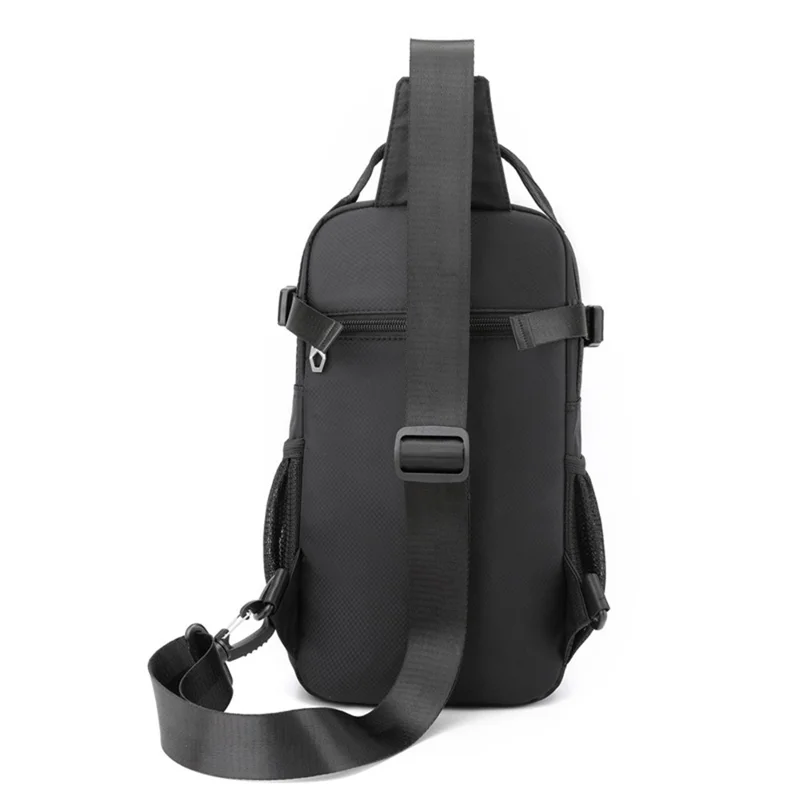 HAOSHUAI 1700-01 Modische Herren-Brustpackung Wasserdichter Nylon-Umhängetasche für iPad 9,7 Zoll - Schwarz