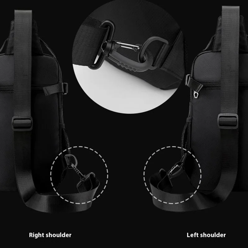 HAOSHUAI 1700-01 Modische Herren-Brustpackung Wasserdichter Nylon-Umhängetasche für iPad 9,7 Zoll - Schwarz
