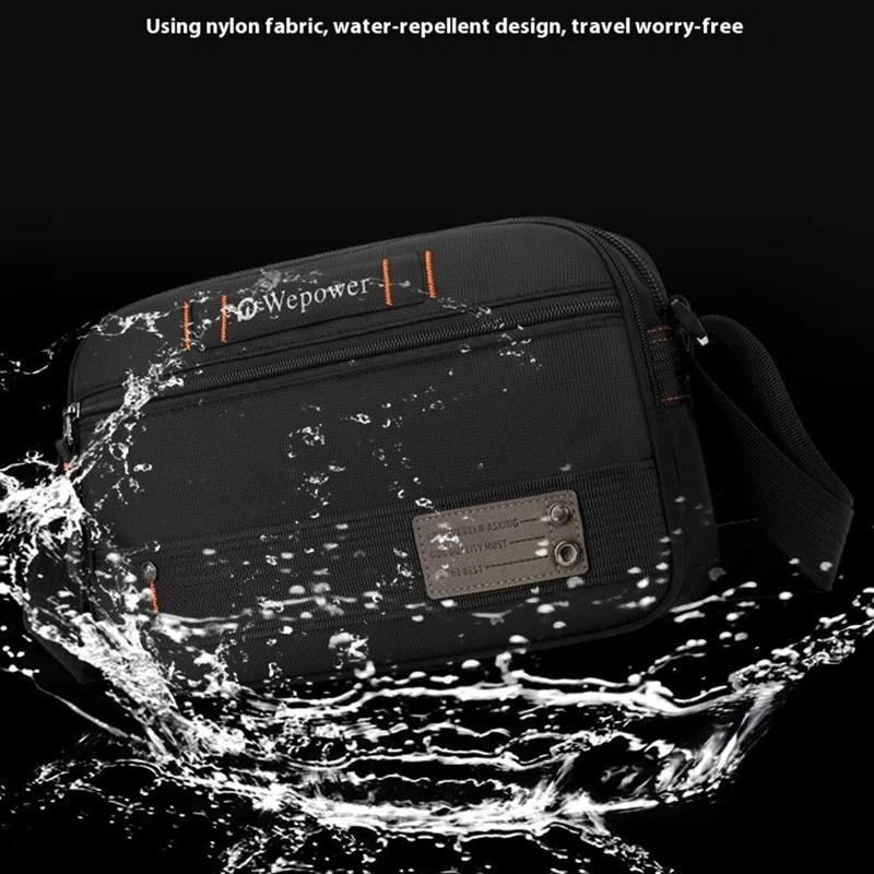 WEPOWER 8102 Herren Umhängetasche Mehrschichtig Wasserdicht Nylon Lässig Reise Kuriertasche - Schwarz