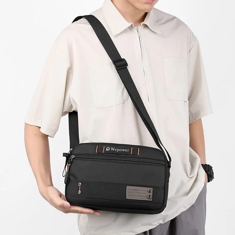 WEPOWER 8102 Herren Umhängetasche Mehrschichtig Wasserdicht Nylon Lässig Reise Kuriertasche - Schwarz