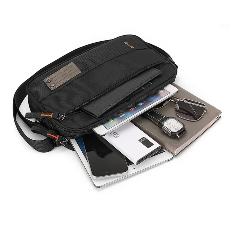 WEPOWER 8102 Herren Umhängetasche Mehrschichtig Wasserdicht Nylon Lässig Reise Kuriertasche - Schwarz