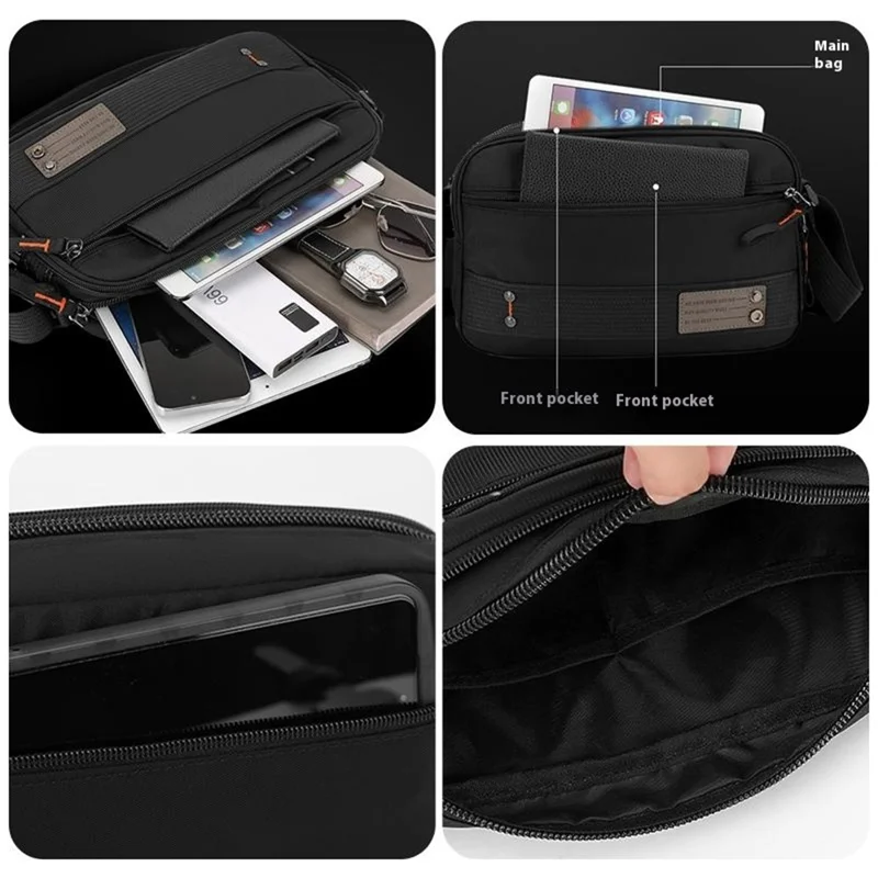 WEPOWER 8102 Herren Umhängetasche Mehrschichtig Wasserdicht Nylon Lässig Reise Kuriertasche - Schwarz