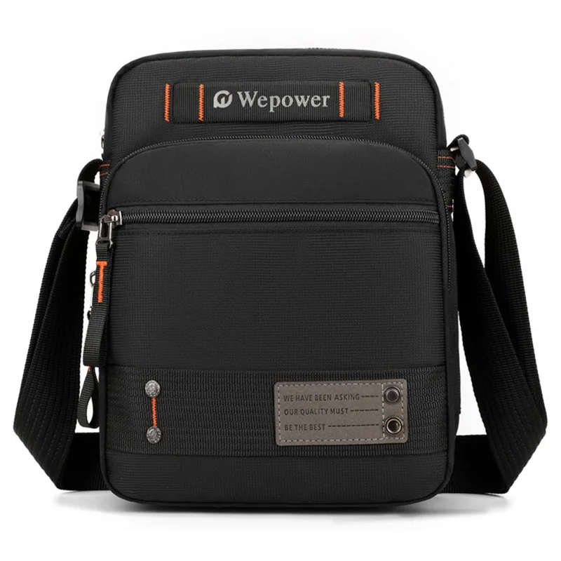 WEPOWER 8101 Men Single Shoulder Crossbody Bag Multi-Layer Waterproof Casual Travel Satchel - Black