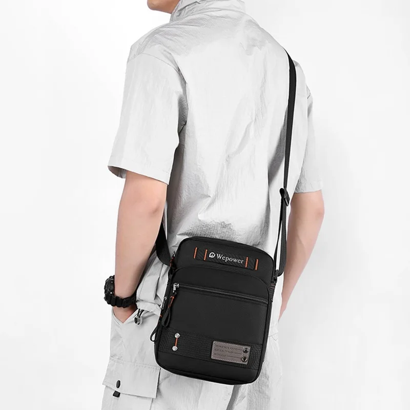 WEPOWER 8101 Men Single Shoulder Crossbody Bag Multi-Layer Waterproof Casual Travel Satchel - Black