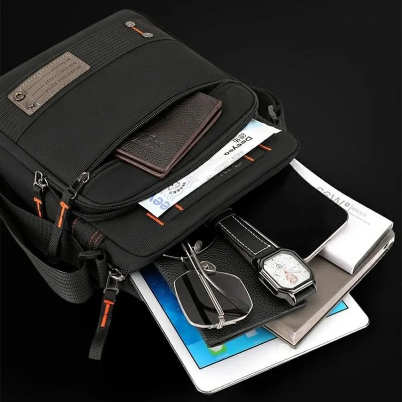 WEPOWER 8101 Men Single Shoulder Crossbody Bag Multi-Layer Waterproof Casual Travel Satchel - Black