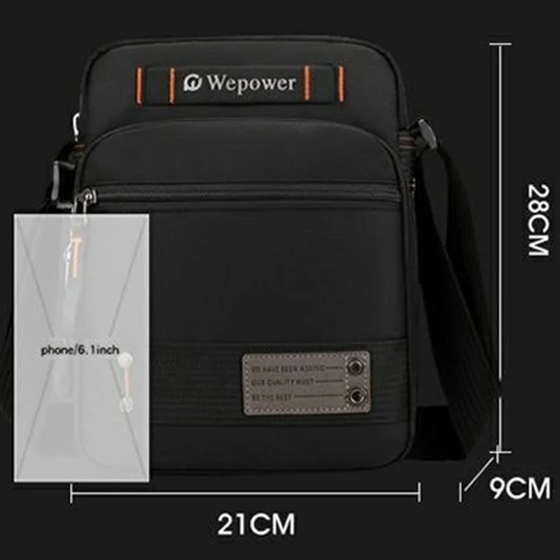 WEPOWER 8101 Men Single Shoulder Crossbody Bag Multi-Layer Waterproof Casual Travel Satchel - Black