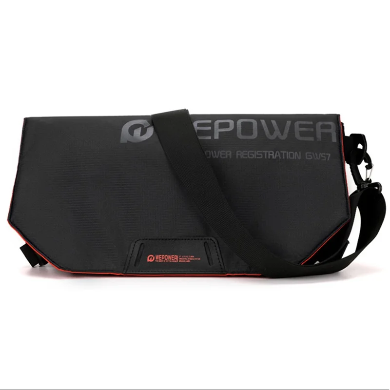 WEPOWER 2308 Sacoche à bandoulière décontractée avec rabat pour hommes, en nylon imperméable, grande capacité - Noir