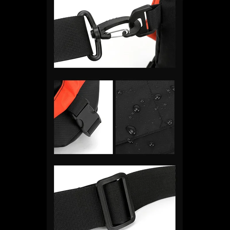 WEPOWER 2308 Sacoche à bandoulière décontractée avec rabat pour hommes, en nylon imperméable, grande capacité - Noir
