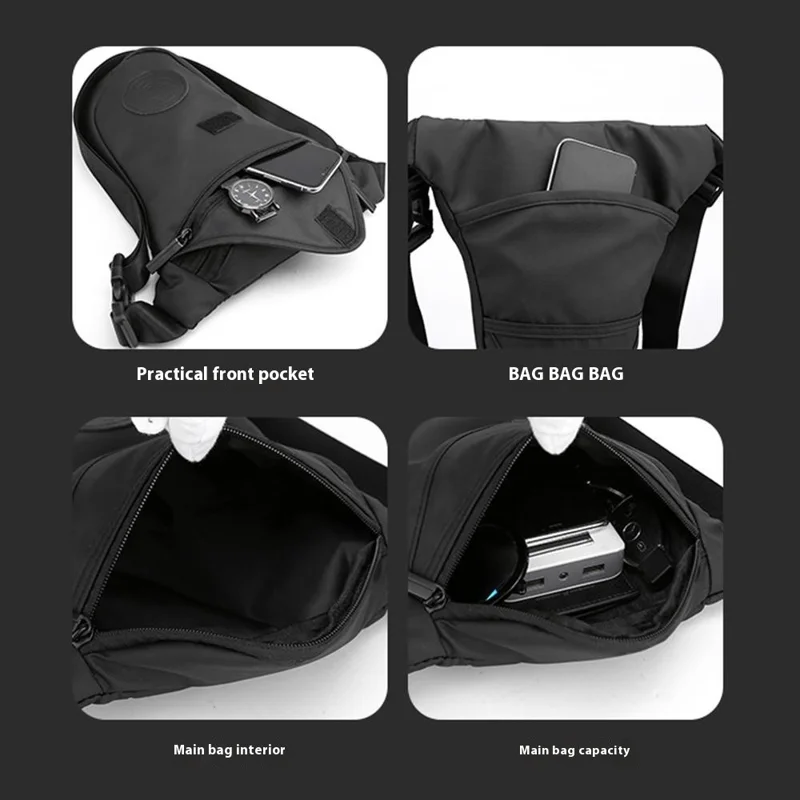 HAOSHUAI 391 Outdoor Cycling Drop Leg Bag Casual Crossbody Chest Bag Nylon Waist Pack - Black