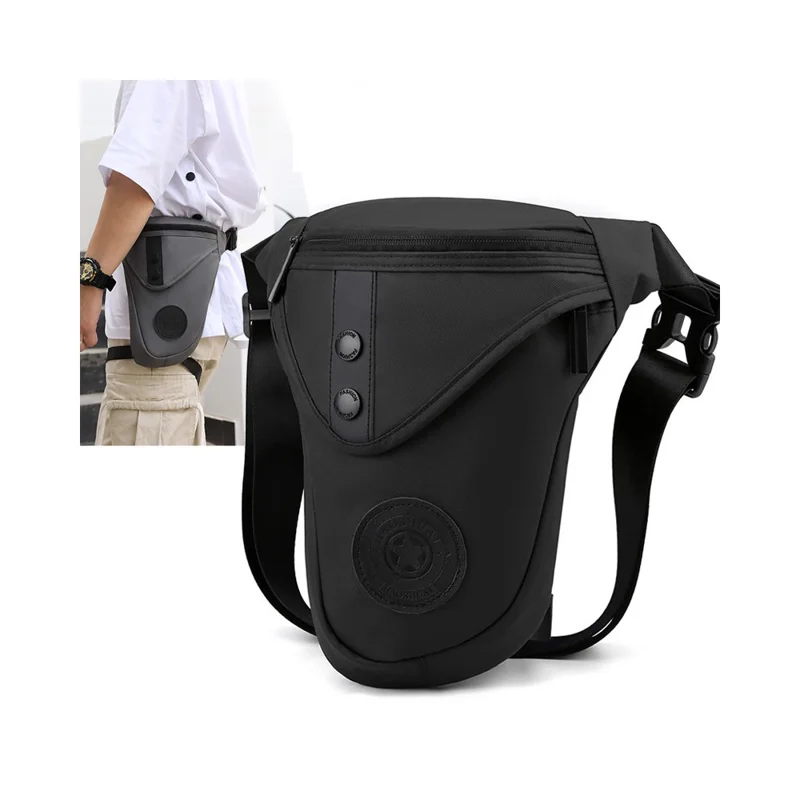 HAOSHUAI 391 Outdoor Cycling Drop Leg Bag Casual Crossbody Chest Bag Nylon Waist Pack - Black