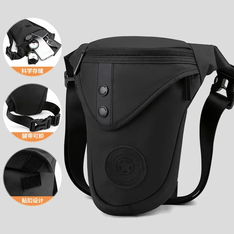 HAOSHUAI 391 Outdoor Cycling Drop Leg Bag Casual Crossbody Chest Bag Nylon Waist Pack - Black