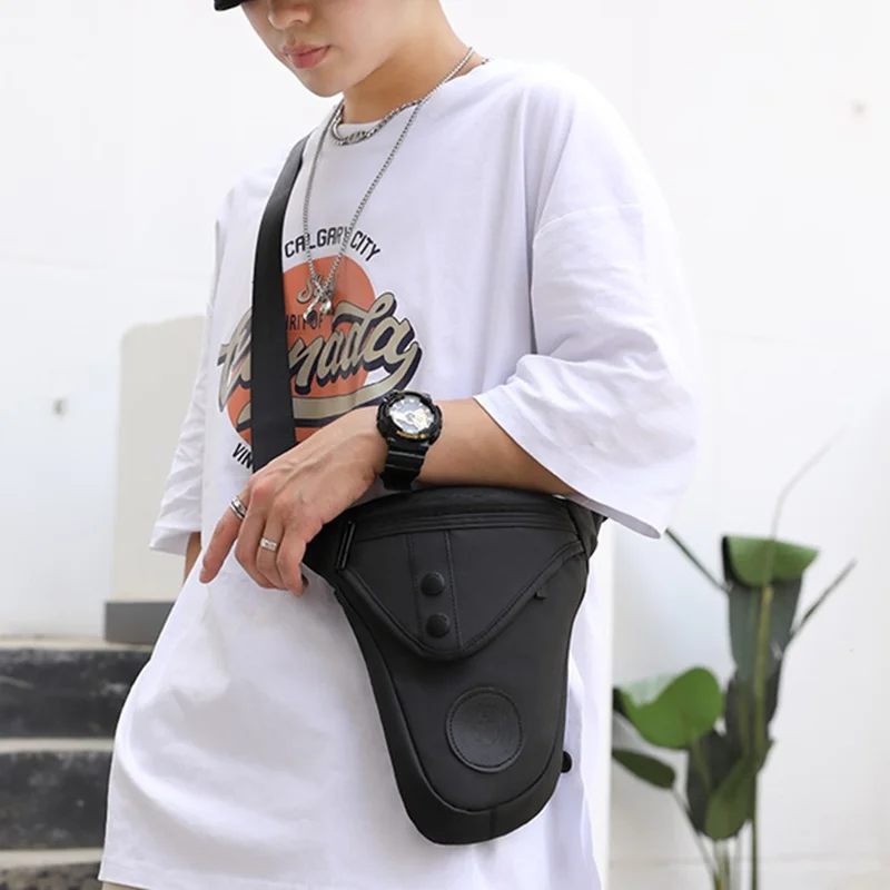 HAOSHUAI 391 Outdoor Cycling Drop Leg Bag Casual Crossbody Chest Bag Nylon Waist Pack - Black