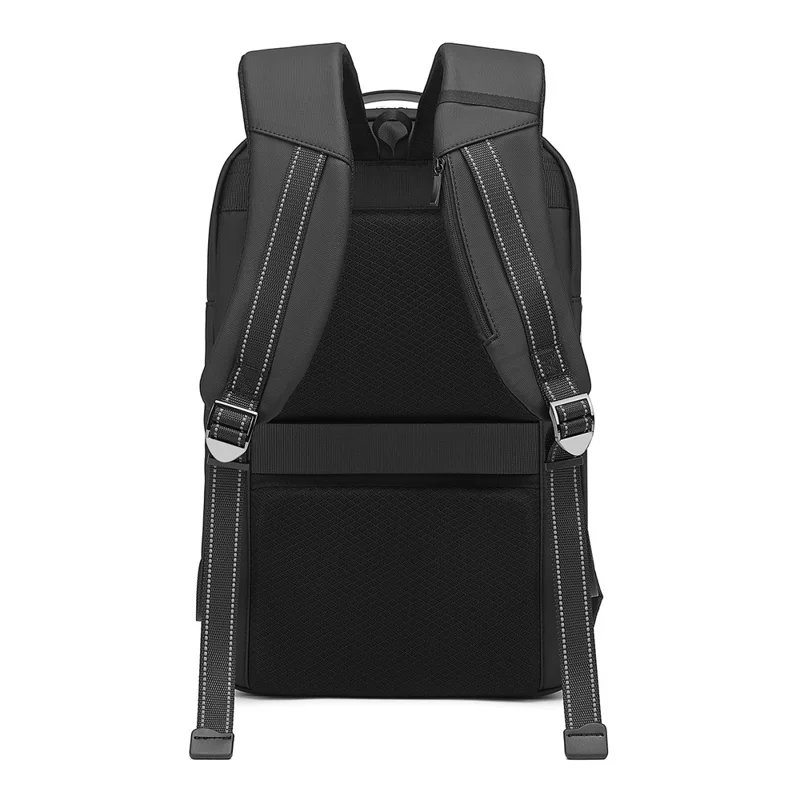 6643 16 Inch Laptop Backpack Expandable Travel Shoulder Bag with USB + Type C Charging Ports - Black
