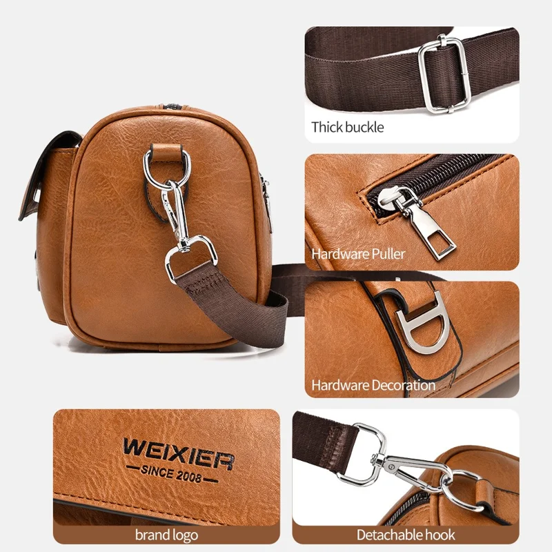 WEIXIER D895 Sac bandoulière mode pour homme Sac à bandoulière décontracté - Marron