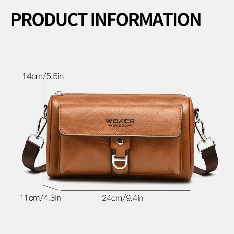 WEIXIER D895 Sac bandoulière mode pour homme Sac à bandoulière décontracté - Marron