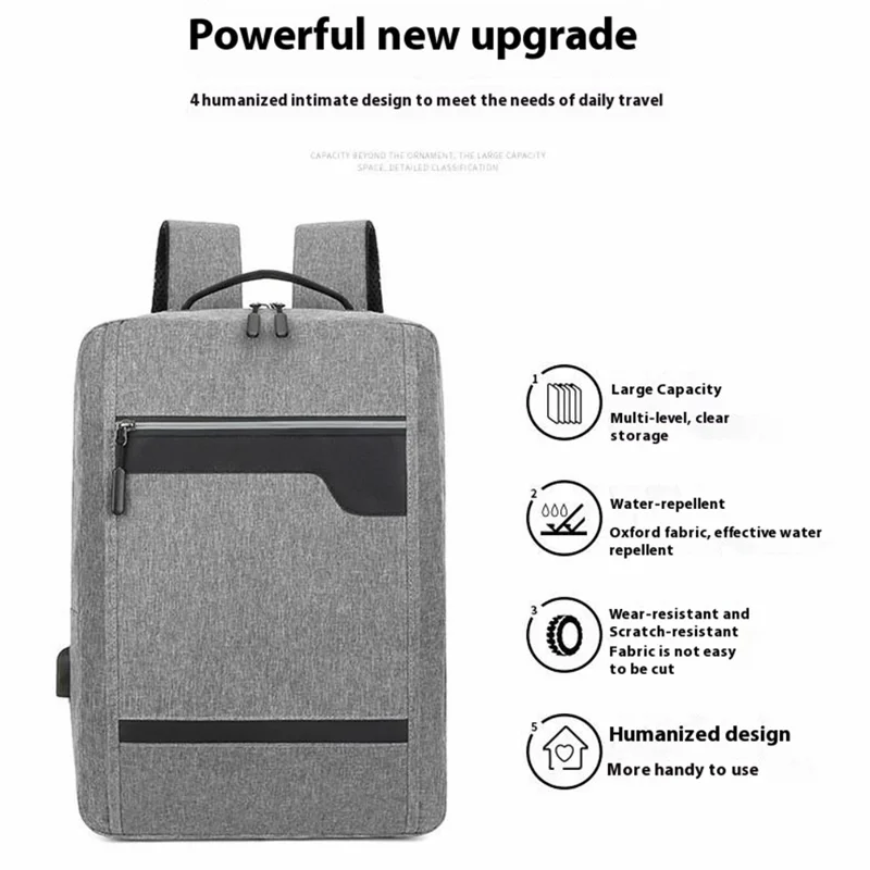 Ensemble de 3 Pièces : Sac à Dos Professionnel, Sacoche Bandoulière et Pochette de Travail - Imperméable en Tissu Oxford - Gris
