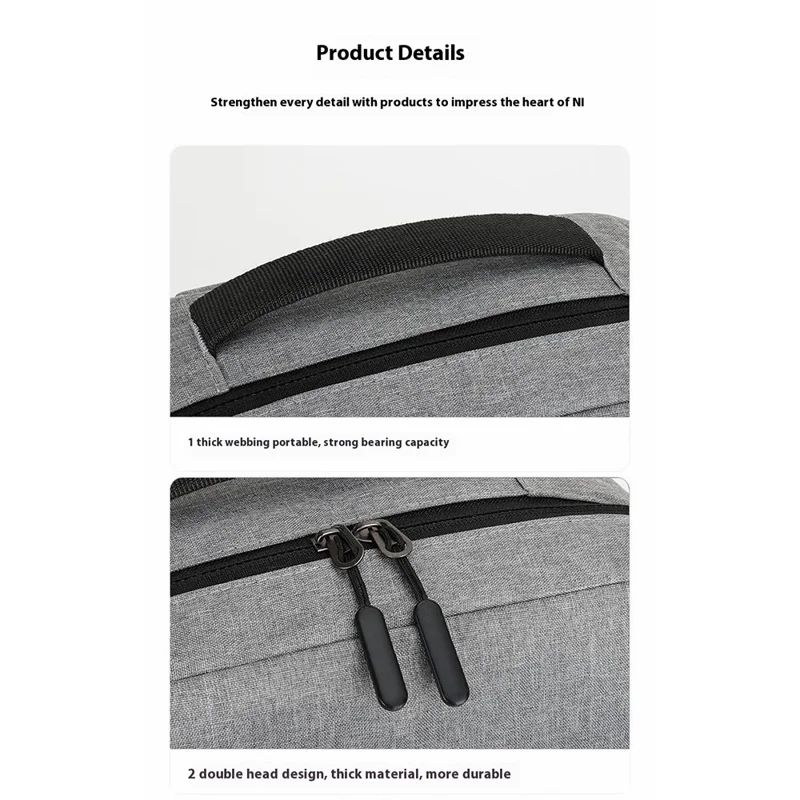 Ensemble de 3 Pièces : Sac à Dos Professionnel, Sacoche Bandoulière et Pochette de Travail - Imperméable en Tissu Oxford - Gris