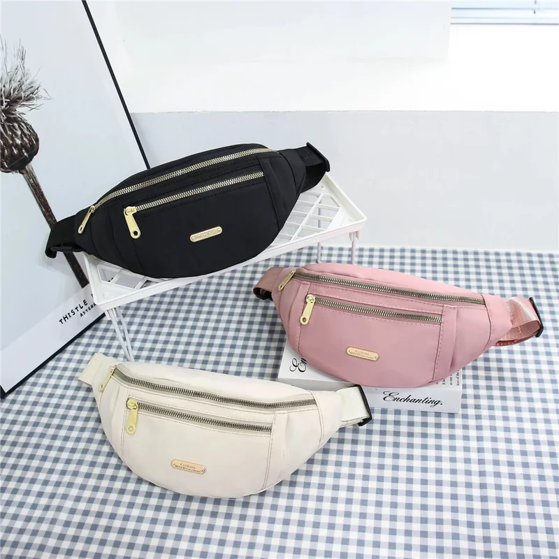 Riñonera impermeable para mujer, de nylon, con múltiples capas, bolso bandolera de viaje para exteriores, con un solo hombro - Negro