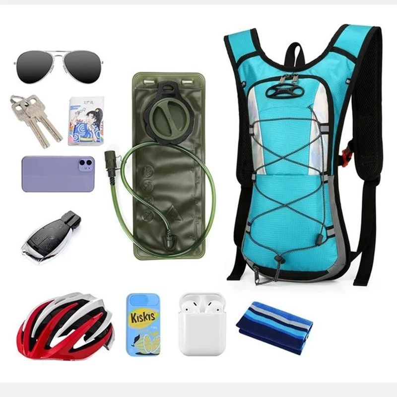 2282 Outdoor-Sport Hydration Nylon-Rucksack Radfahren Wandern Laufen Reisen Unisex Wasserblasen-Pack - See-Blau
