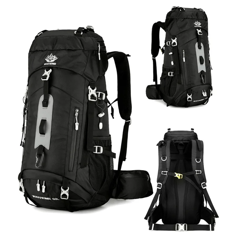 VANAHEIMR 2297 Großer Outdoor-Rucksack für Camping, wasserdicht, aus Nylon, für Reisen - Schwarz