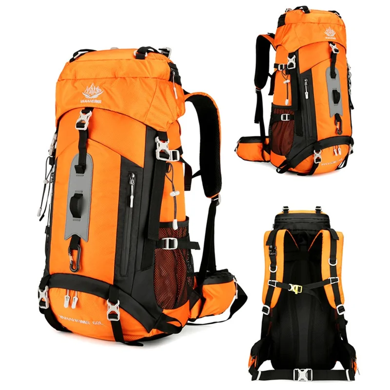 VANAHEIMR 2297 Großvolumiger Outdoor-Campingrucksack Wasserdicht Nylon Reiserucksack - Orange