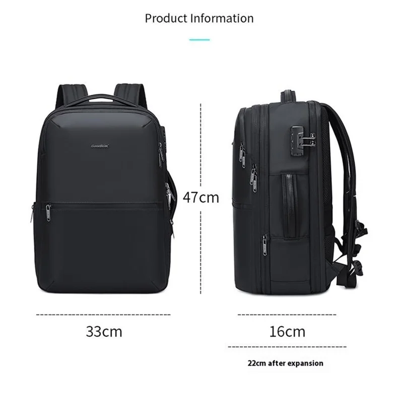 COOLBELL CB-8309 Mochila Executiva para Laptop Antifurto Expansível para Viagem com Porta USB + Type-C - Preto