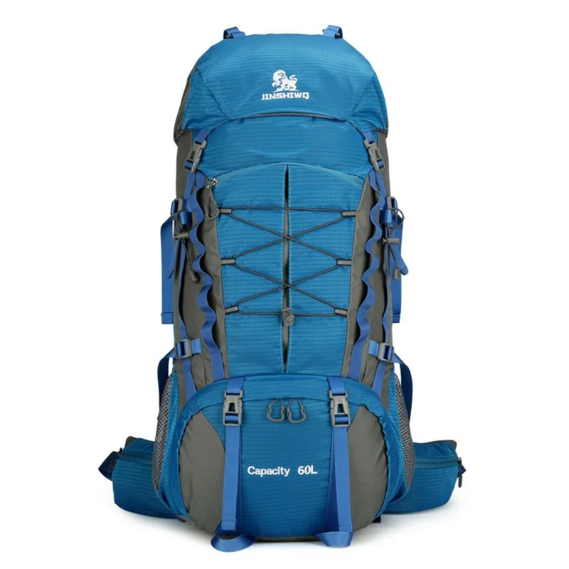 JINSHIWQ J-306 Outdoor Hiking Backpack Waterproof Nylon 60L Multifunctional Travel Camping Rucksack - Baby Blue