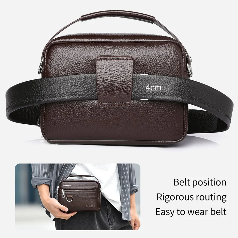 WEIXIER D894 Bolsa transversal masculina Bolsa mensageira de couro PU multifuncional - Marrom escuro