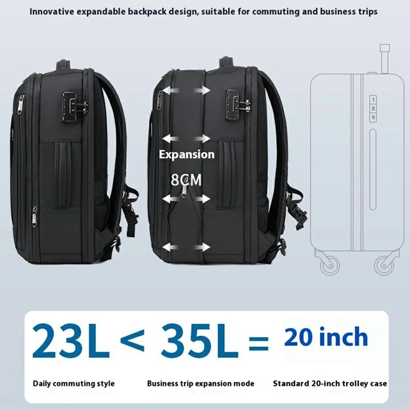 COOLBELL CB-8310 Mochila de Viagem para Estudantes de Grande Capacidade, Antirroubo e Expansível para Laptop
