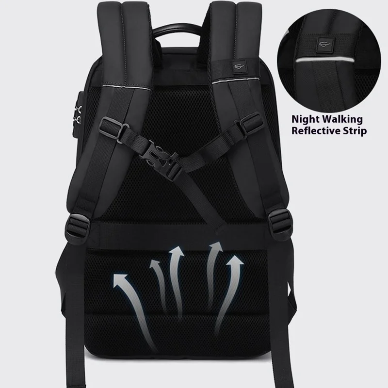 COOLBELL CB-8311 Anti Theft Backpack for 15.6 Inch Laptop Waterproof Large Capacity Travel Shoulder Bag - Black