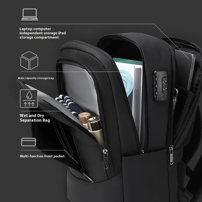 COOLBELL CB-8311 Anti Theft Backpack for 15.6 Inch Laptop Waterproof Large Capacity Travel Shoulder Bag - Black