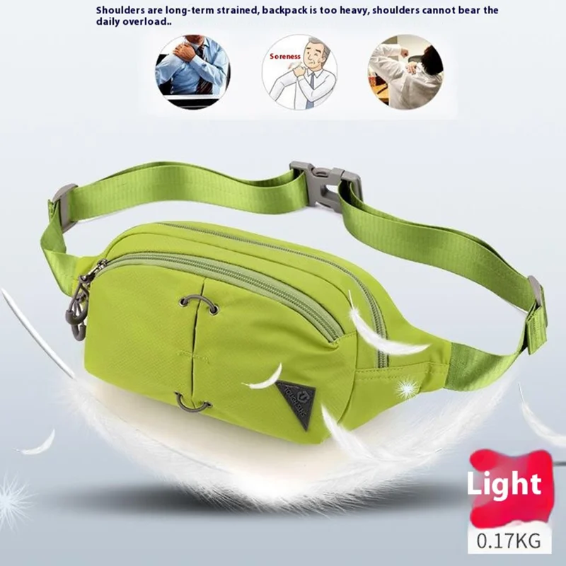 TOUGH SLHS Outdoor Sports Waist Bag Waterproof Nylon Chest Crossbody Bag Cycling Fanny Pack - Green