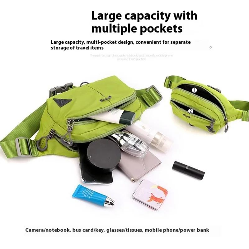 TOUGH SLHS Outdoor Sports Waist Bag Waterproof Nylon Chest Crossbody Bag Cycling Fanny Pack - Green