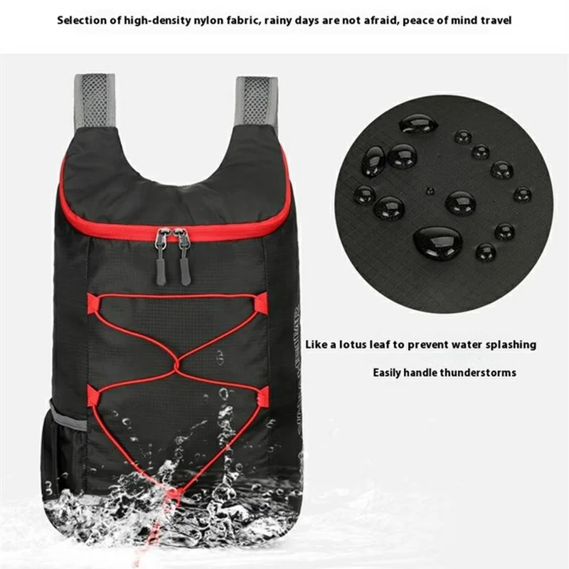 VANAHEIMR 608 Outdoor Foldable Backpack for Hiking Travel Waterproof Nylon Lightweight Daypack with Storage Bag - Black