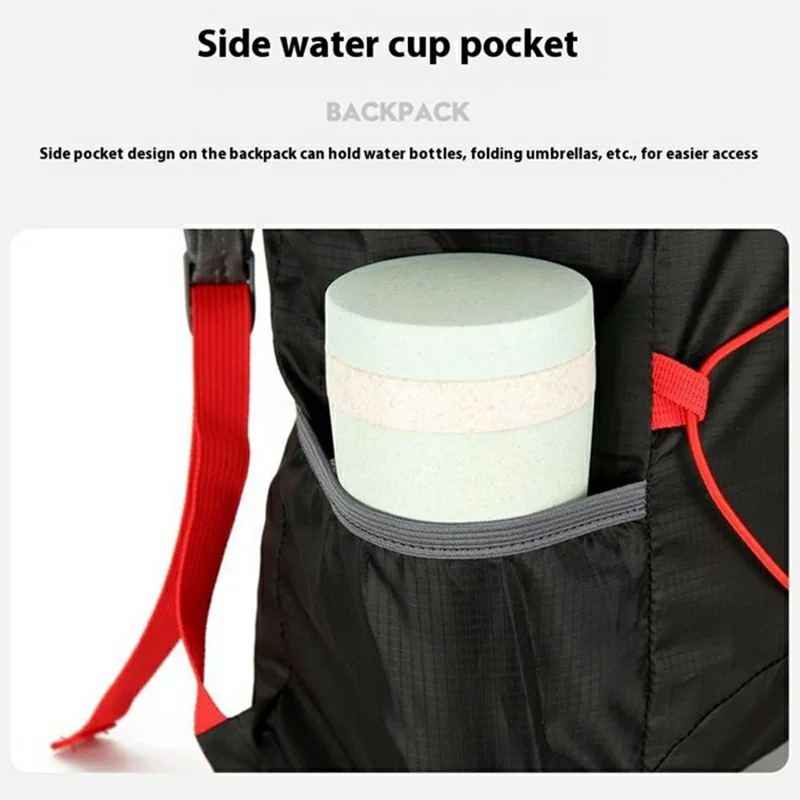 VANAHEIMR 608 Outdoor Foldable Backpack for Hiking Travel Waterproof Nylon Lightweight Daypack with Storage Bag - Black