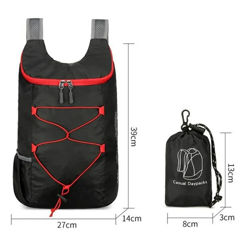 VANAHEIMR 608 Outdoor Foldable Backpack for Hiking Travel Waterproof Nylon Lightweight Daypack with Storage Bag - Black