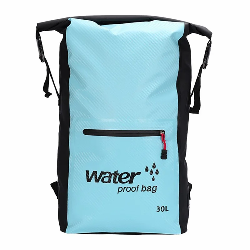 Mochila impermeable para exteriores de 30L, ligera, para natación, rafting, senderismo y playa - Azul bebé