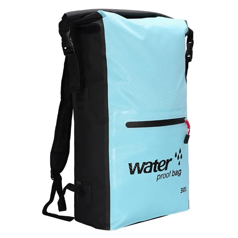 Mochila impermeable para exteriores de 30L, ligera, para natación, rafting, senderismo y playa - Azul bebé