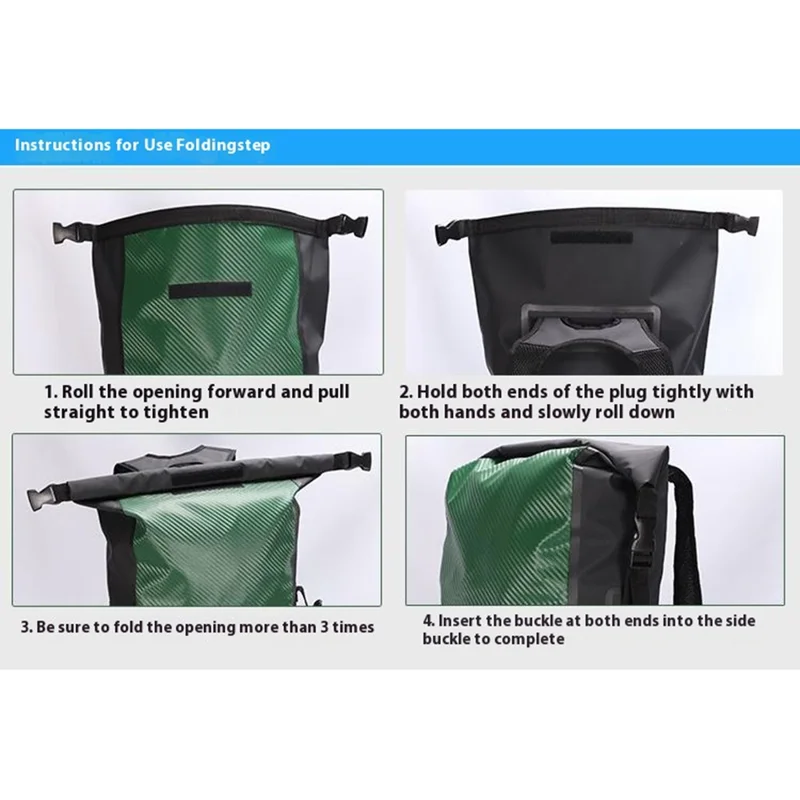 Mochila impermeable para exteriores de 30L, ligera, para natación, rafting, senderismo y playa - Azul bebé