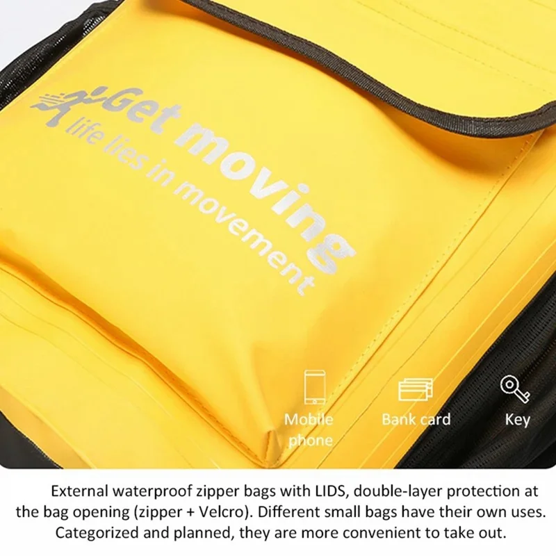 Mochila Impermeável para Uso Externo de 25L com Compartimento Seco e Molhado, para Caminhada, Montanhismo e Passeios - Amarela